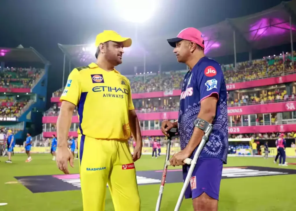 MS-Dhoni-and-Rahul-Dravid-csk-vs-rr-ipl-2025